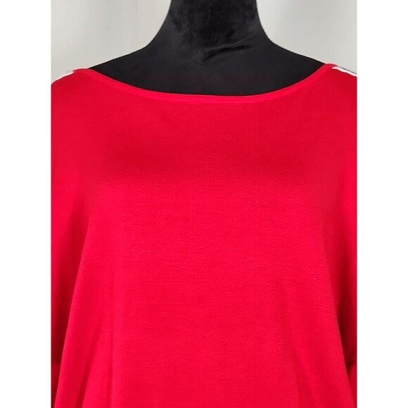 Love by Design Red Layered Ruffle Sleeve Cropped Knit Pullover Sweater Large - Picture 3 of 15